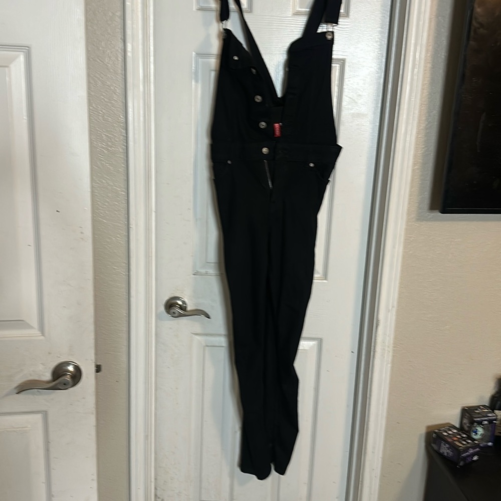 Black button up crisscross back H&M overalls US 12
